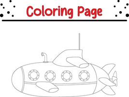 Submarine coloring page page for kids and adults vector