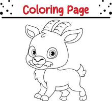 cute goat coloring page for kids. Animal coloring book for children vector