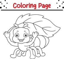 cute ant holding leaf coloring page for kids vector