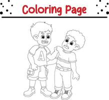 Boy playing coloring page for kids vector