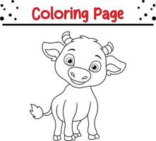 cute cow coloring page for kids vector