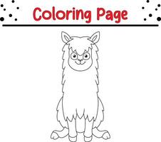 cute alpaca coloring page. Animal coloring book for kids vector