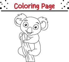 cute koala coloring page for kids. Animal coloring book for children vector