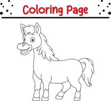 cute horse coloring page for kids vector