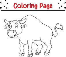 cute buffalo coloring page for kids vector