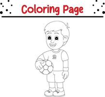 happy Boy playing coloring book page for children vector