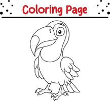 linda tucán pájaro colorante página. animal colorante libro para niños vector