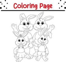 Happy Rabbit family coloring page for kids vector