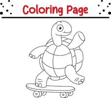 linda Tortuga colorante página. animal colorante libro para niños vector