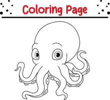 cute octopus coloring page. Animal coloring book for kids vector