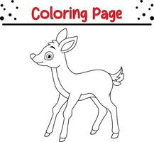 linda ciervo colorante página. animal colorante libro para niños vector