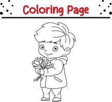 cute boy coloring page for kids vector