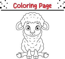 cute baby sheep coloring page. Animal coloring book for kids vector
