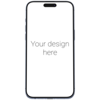 Front view mockup of blue smartphone without background psd