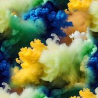 Seamless pattern with texture of yellow, blue, white , green smoke, fog, clouds photo