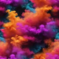 Seamless pattern with texture of pink, blue, orange smoke, fog, clouds photo