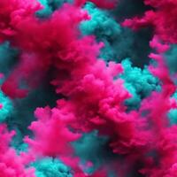 Seamless pattern with texture of pink and turquoise smoke, fog, smog photo