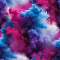 Seamless pattern with texture of pink, blue, white smoke, fog, smog on a black background photo