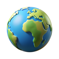 3d globe showing continents in vivid colors, ideal for educational, marketing, and environmental graphics png