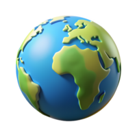 3d globe showing continents in vivid colors, ideal for educational, marketing, and environmental graphics png