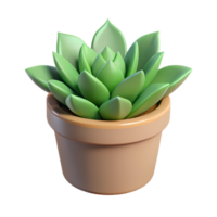 3d illustration of a green succulent in a terracotta pot, perfect for home decor, office decoration, and graphic design elements png