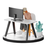 3d illustration valoriser travail la vie avec votre ordinateur ou portable png