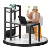 3d illustration valoriser travail la vie avec votre ordinateur ou portable png