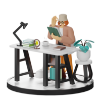 3d Illustration von einnehmend im Buch lesen png