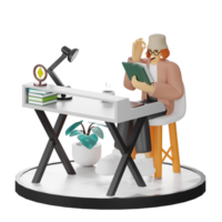 3d Illustration von einnehmend im Buch lesen png