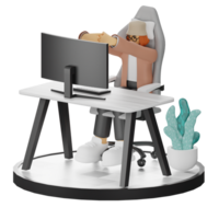 3d illustration valoriser travail la vie avec votre ordinateur ou portable png