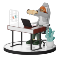 3D Illustrations of Working Hands-on with Computers png
