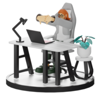 3D Illustrations of Working Hands-on with Computers png