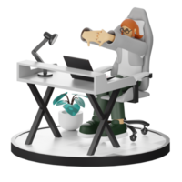 3d des illustrations de travail pratique avec des ordinateurs png