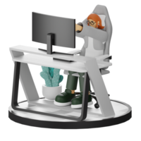 3D Illustrations of Working Hands-on with Computers png