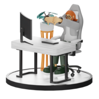 3d des illustrations de travail pratique avec des ordinateurs png