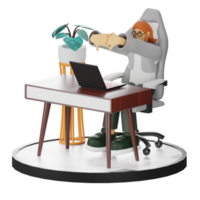 3d des illustrations de travail pratique avec des ordinateurs png