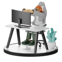 3D Illustrations of Working Hands-on with Computers png