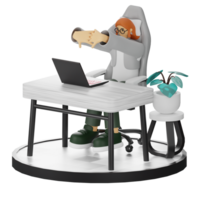 3D Illustrations of Working Hands-on with Computers png