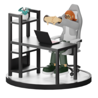 3D Illustrations of Working Hands-on with Computers png