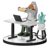 3D Illustrations of Working Hands-on with Computers png