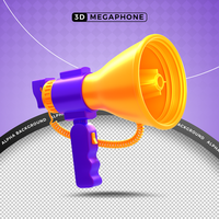 3d megphone with transparent background psd