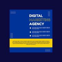 blue and yellow social media post design for digital marketing, creative and insurance companies. vector