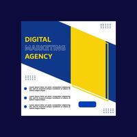 blue and yellow social media post design for digital marketing, creative and insurance companies. vector