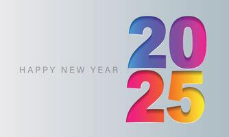 Happy New Year 2025 greeting card design template. vector