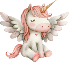 linda unicornio con grande alas acuarela png