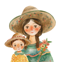 Cute Mexican mother and child portrait png