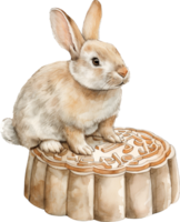 Mitte Herbst Hase auf Mondkuchen png