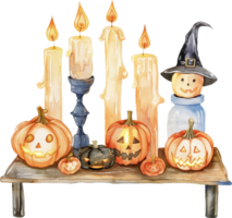 Lighting candles at a Halloween themed altar png