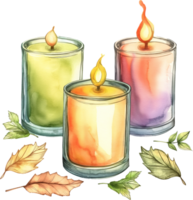 Lighting scented candles to fill the air with autumnal fragrances png