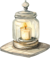 Lighting candles within an apothecary jar display for a glowing effect png